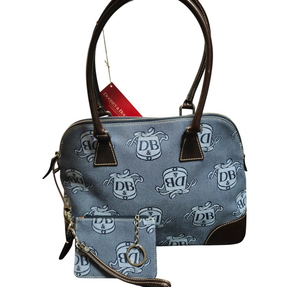 Dooney & Bourke Handbags - Dooney & Bourke Set NEW Donegal Crest Canvas Domed Satchel Purse, Wristlet & Fob